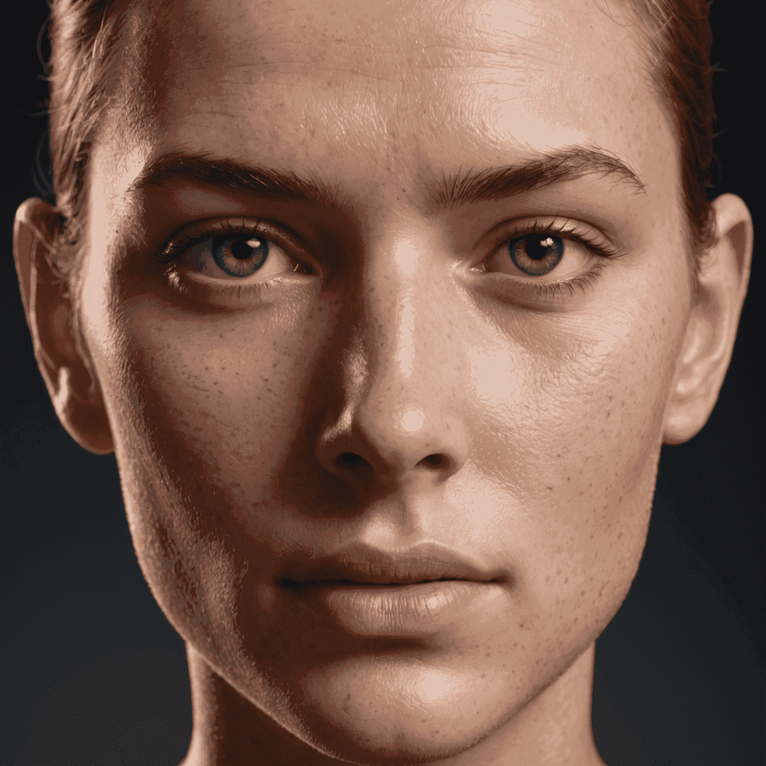 Close-up render of a 3D human face model showing the effect of Subsurface Scattering on skin texture and light interaction